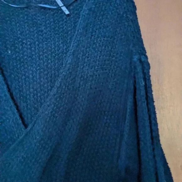 Free People women's black knit wrap front sweater pullover size XS boho - Picture 2 of 8